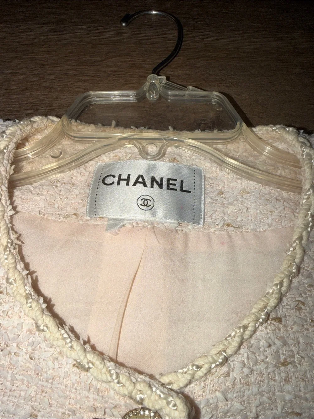 CHANEL Girls' Cream Bouclé Coat with Gold Buttons